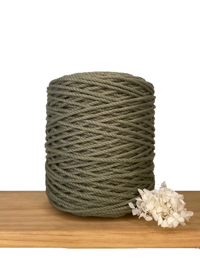 1kg 4mm 100% Pure Deluxe Macrame Cotton 3ply Rope - Khaki