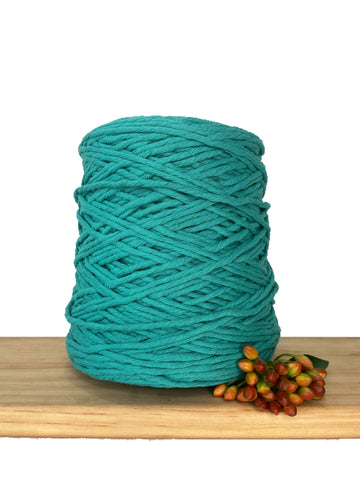 1kg Coloured 1ply Recycled Macrame Cotton String - 3mm - New Teal
