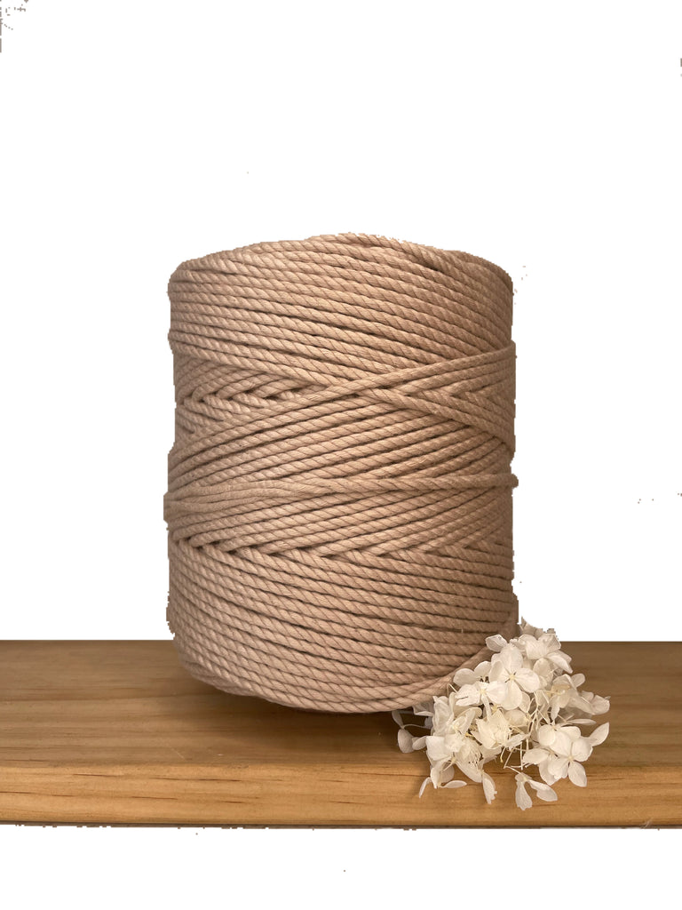 1kg 4mm 100% Pure Deluxe Macrame Cotton 3ply Rope - Linen