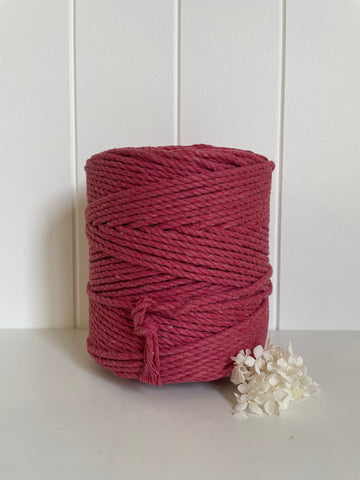 1kg 5mm 3ply Deluxe Recycled Cotton Rope - Rouge