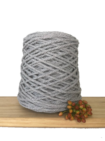 Coloured 3 ply Recycled Macrame Cotton Rope - 5mm - Light Grey