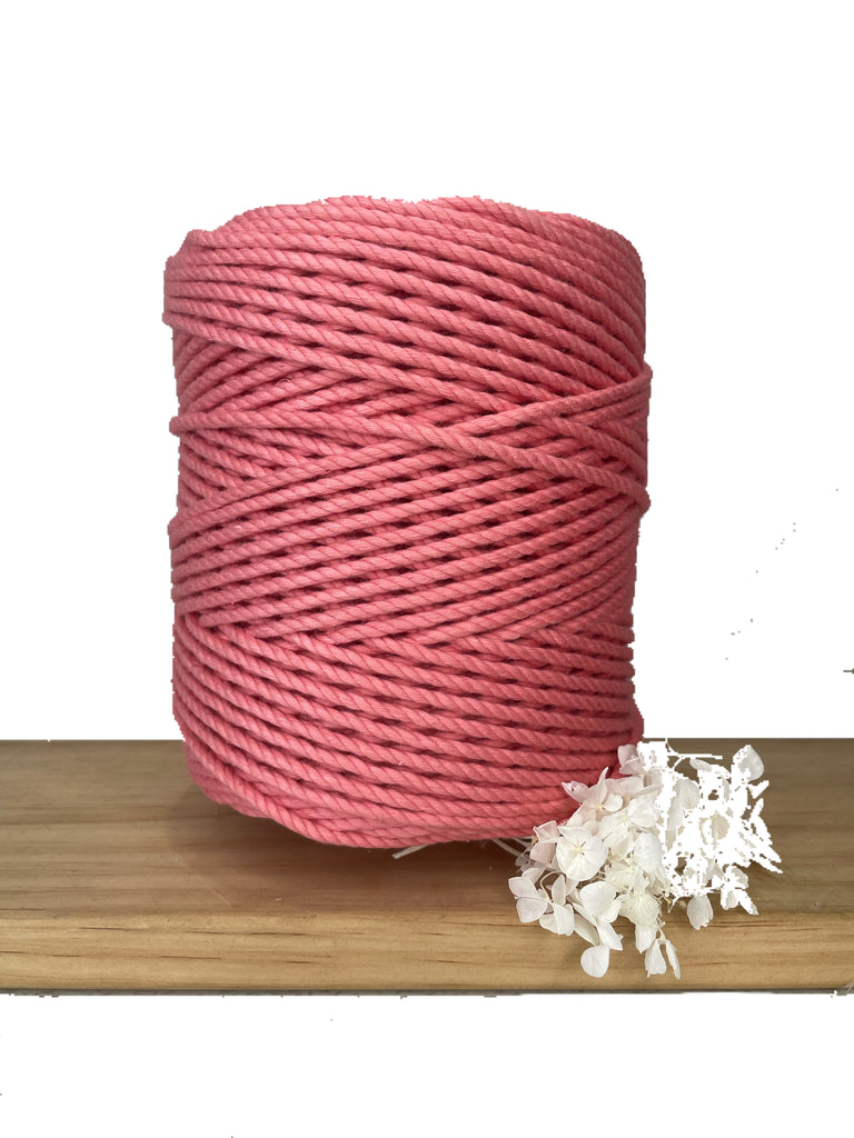 1kg 4mm 100% Pure Deluxe Macrame Cotton 3ply Rope - Guava
