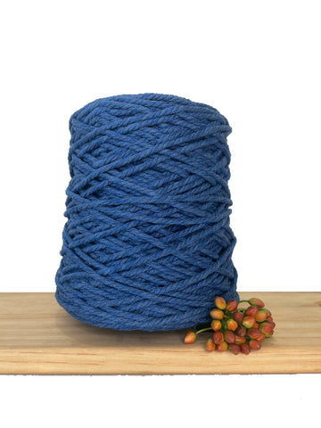 1kg Coloured 3 ply Recycled Macrame Cotton Rope - 4mm - Denim