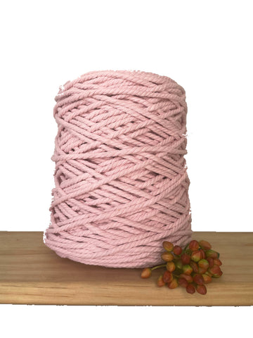 1kg Coloured 3 ply Recycled Macrame Cotton Rope - 4mm - Dusty Pink