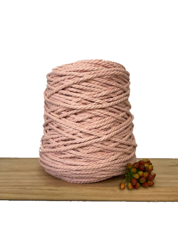 Coloured 3 ply Recycled Macrame Cotton Rope - 5mm - Peach Blush