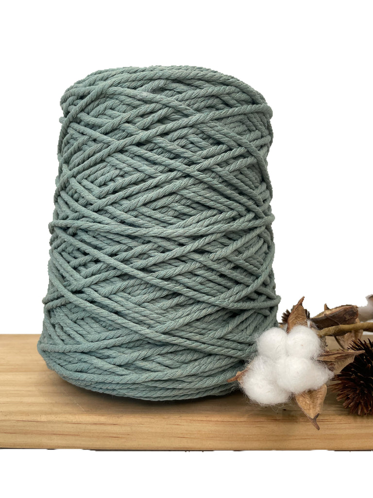 Coloured 3 ply Macrame Cotton Rope - 3mm - Deep Sage