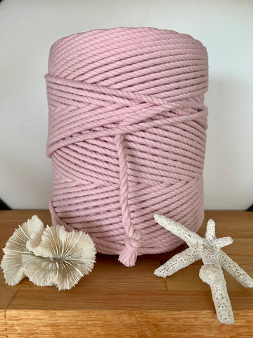 1kg 5mm 100% Pure Deluxe Macrame Cotton 3ply Rope - Blush