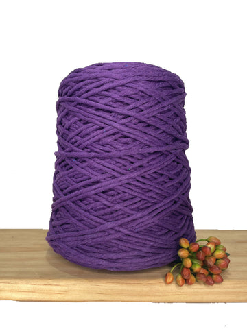 1kg Coloured 1ply Recycled Macrame Cotton String - 3mm - Cadbury Purple