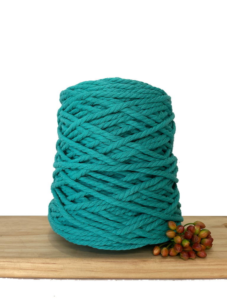 Coloured 3 ply Recycled Macrame Cotton Rope - 5mm - New Teal