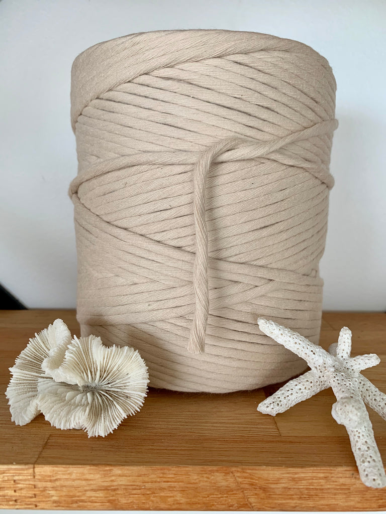 1kg 5mm 100% Pure Deluxe Macrame Cotton 1ply String - Sand