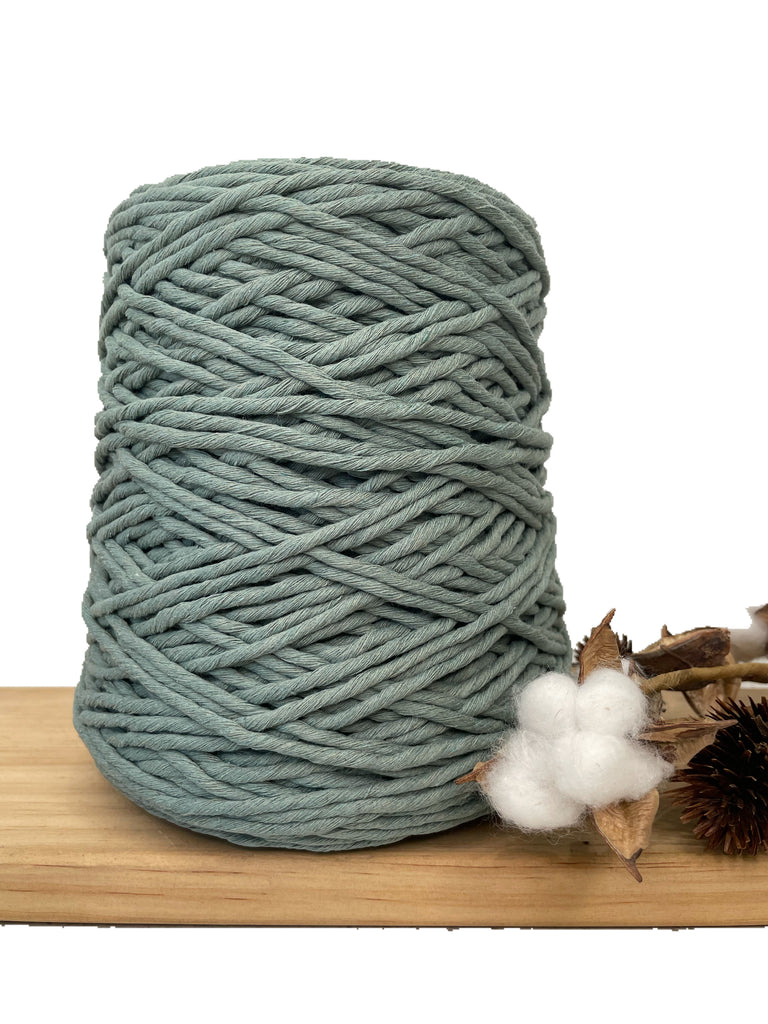 1kg Coloured 1ply Recycled Macrame Cotton String - 3mm - Deep Sage