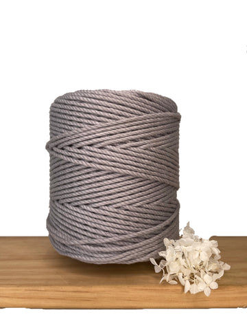 1kg 4mm 100% Pure Deluxe Macrame Cotton 3ply Rope - Light Grey
