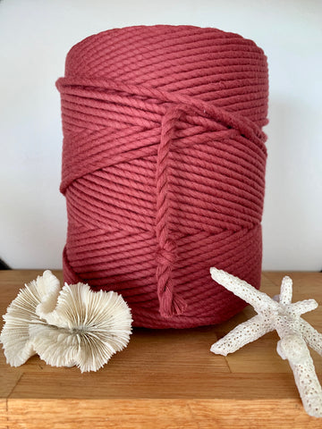1kg 5mm 100% Pure Deluxe Macrame Cotton 3ply Rope - Rouge
