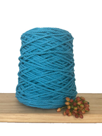 1kg Coloured 3 ply Recycled Macrame Cotton Rope - 4mm - Aquamarine