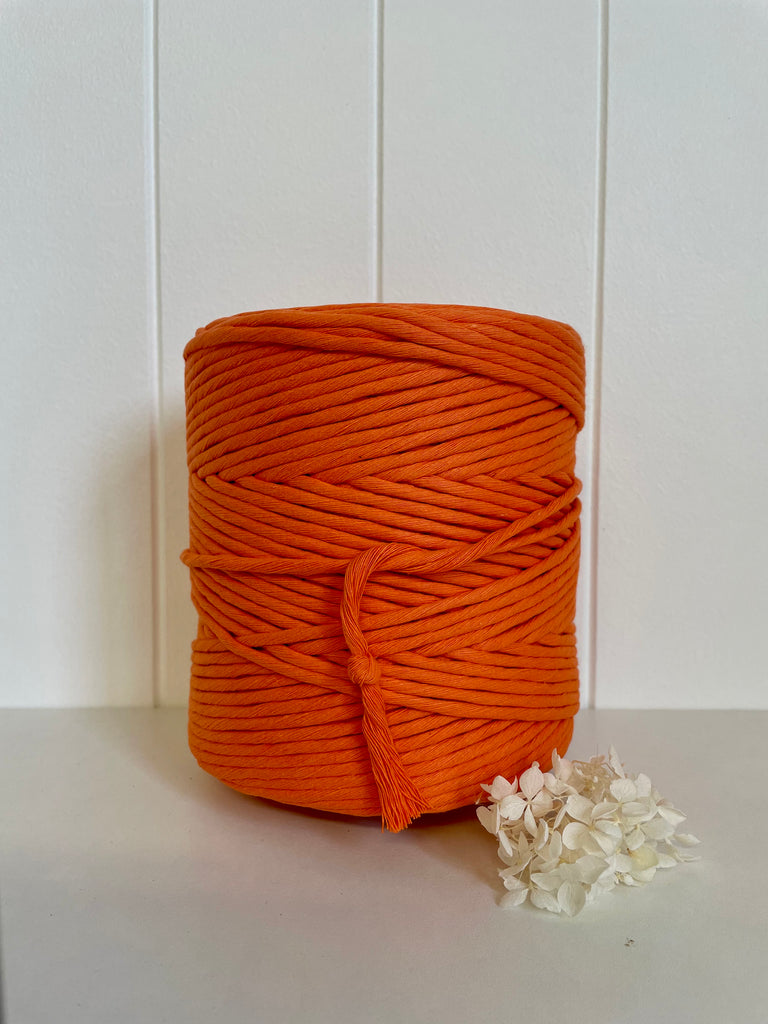 1kg 5mm 1ply Deluxe Recycled Cotton String - Tangerine