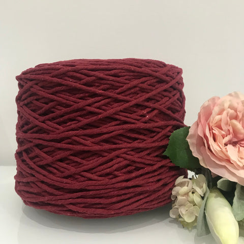 2.5kg Coloured Macrame Cotton 1ply Cotton String - 8mm - Red Wine