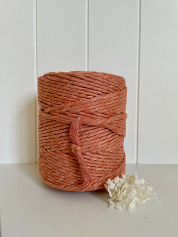 1kg 5mm 1ply Deluxe Recycled Cotton String - Papaya