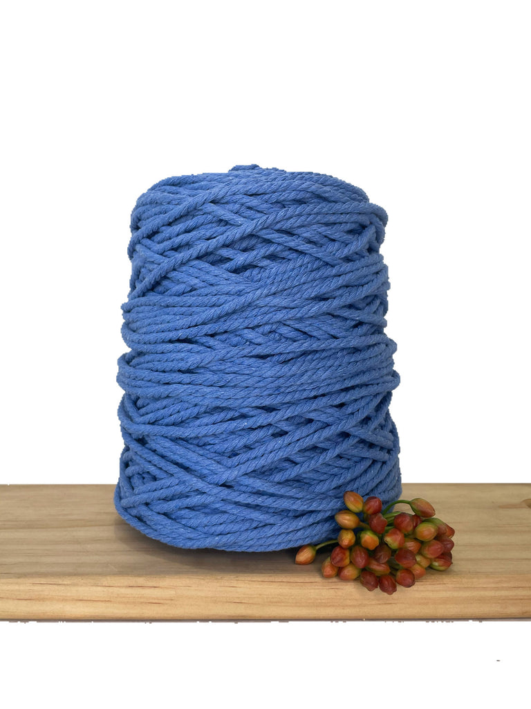 1kg Coloured 3 ply Recycled Macrame Cotton Rope - 4mm - Santorini Blue